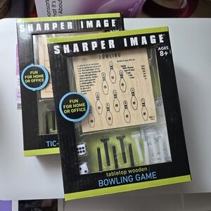 Sharper Image Black & Yellow Tabletop Wooden Bowling Game